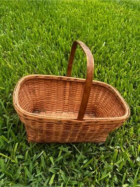 Vintage Handwoven Split Ash Small Market Basket Handmade